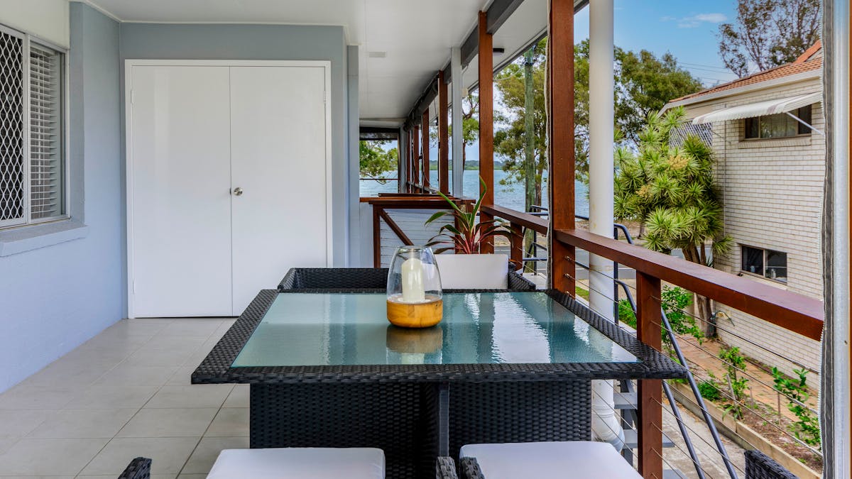 Balcony with water views