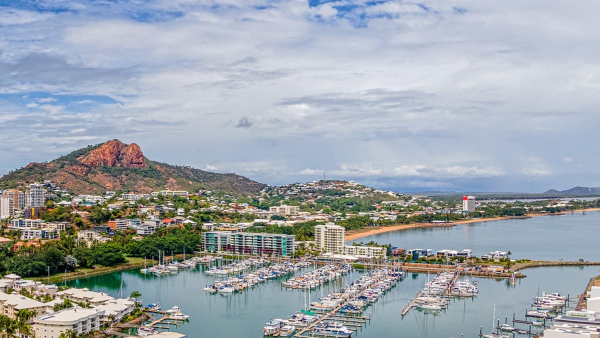 Breakwater Marina with Castle Hill behind