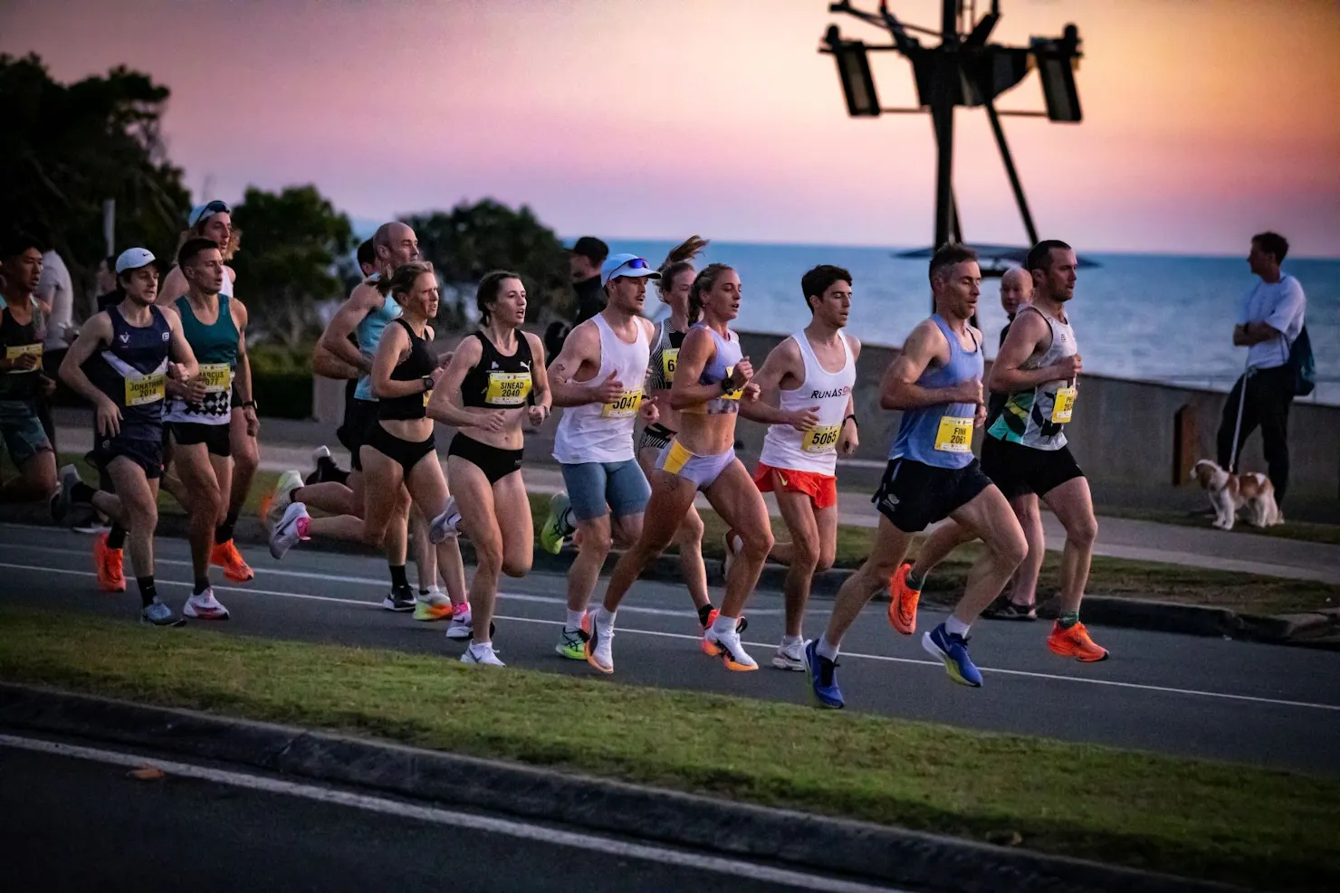 People running at sunrise