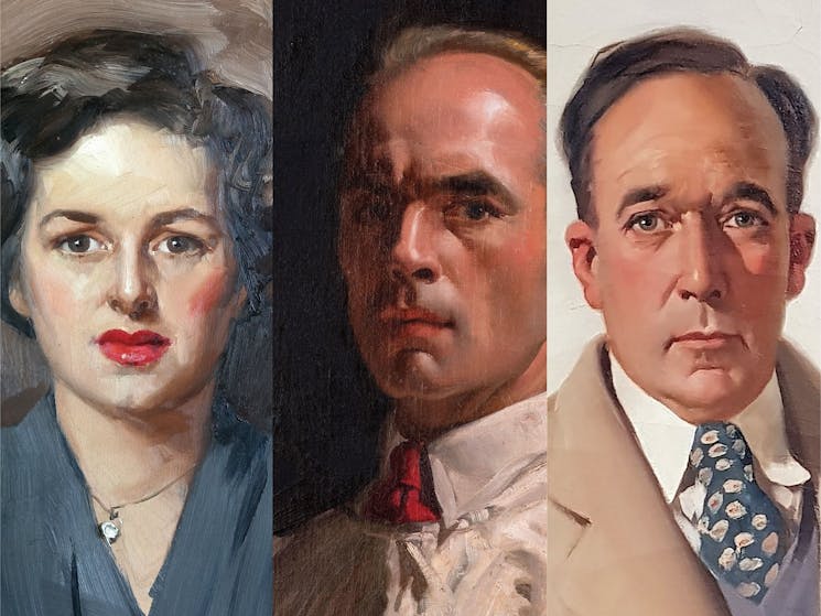 Three portraits from FACE to FACE at Alan Baker Art Gallery