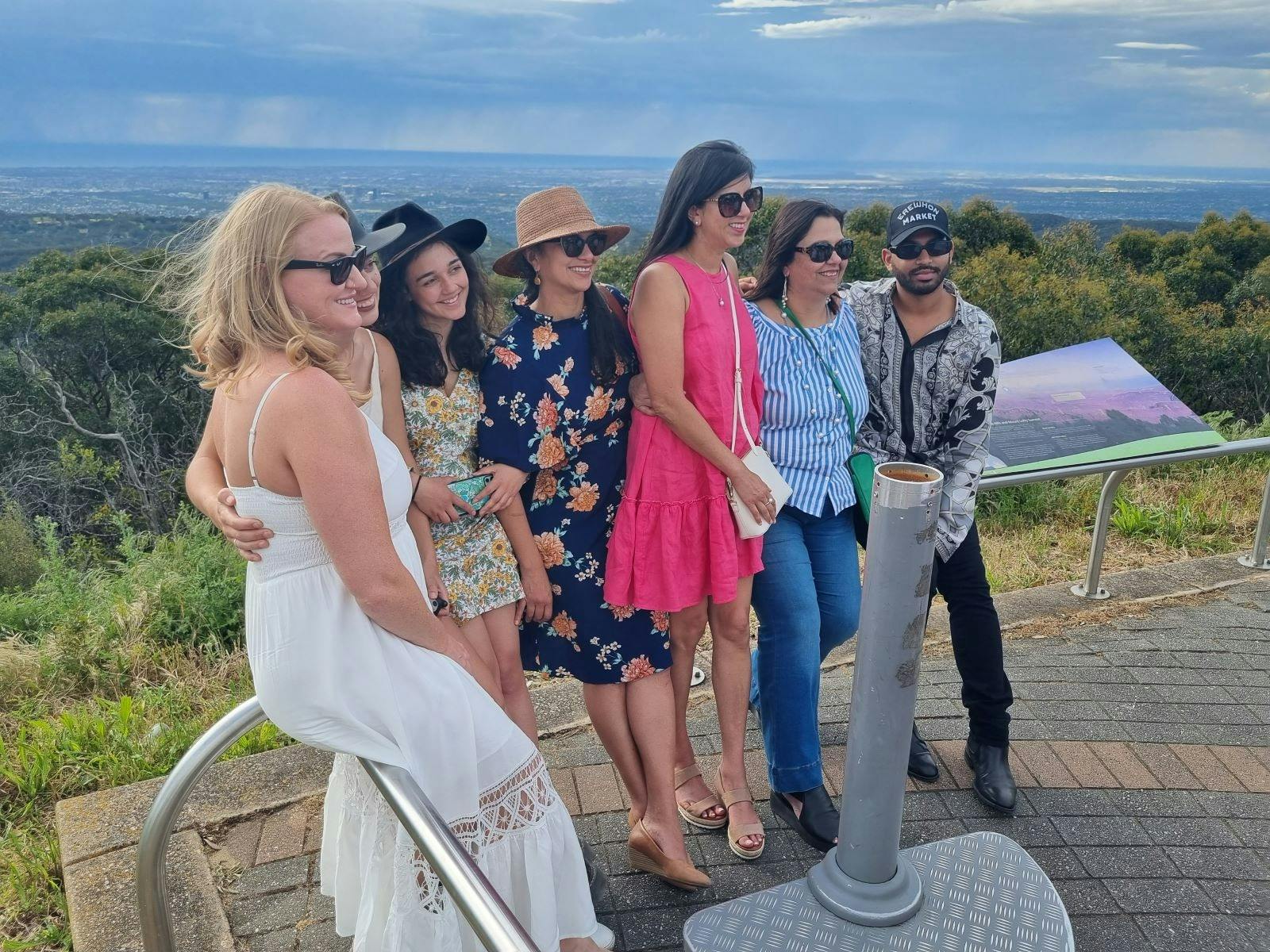 group shot overlooking vineyard