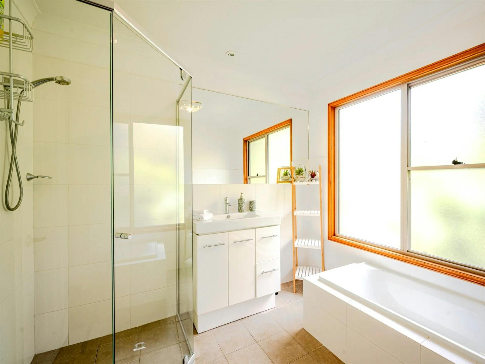 Cozy and stylish bathroom with modern amenities