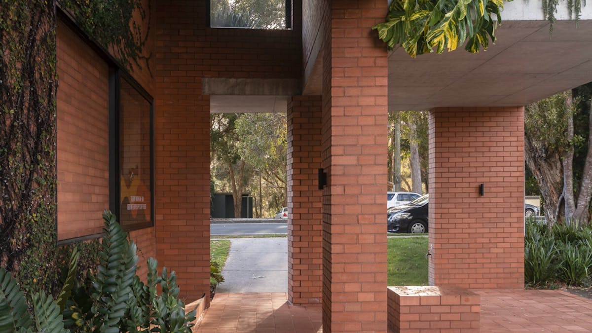 Entry archway at Cornerstone Stores, designed by Richards and Spence architects.