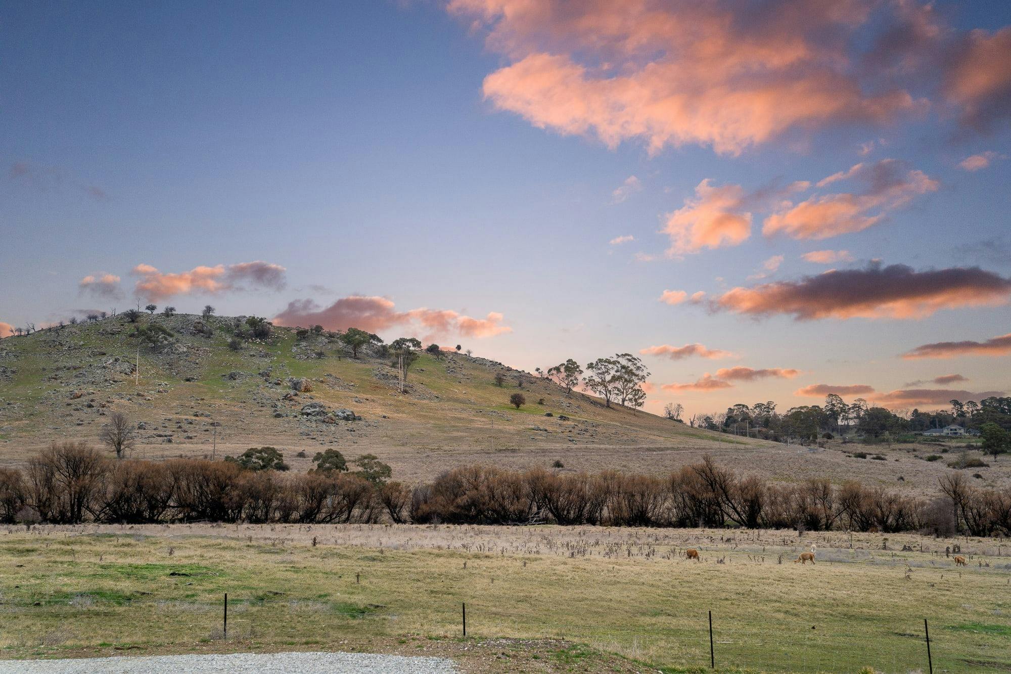 Hills and sunset