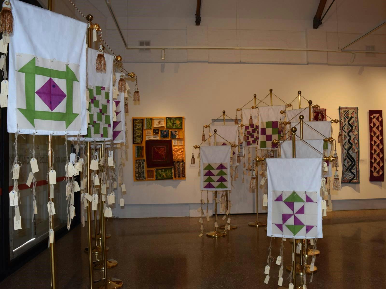 Phoot of exhibition installation of Ragged & Tagged & Flagged by Flossie Peitsch