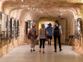 Various information displays  on Coober Pedy's history.