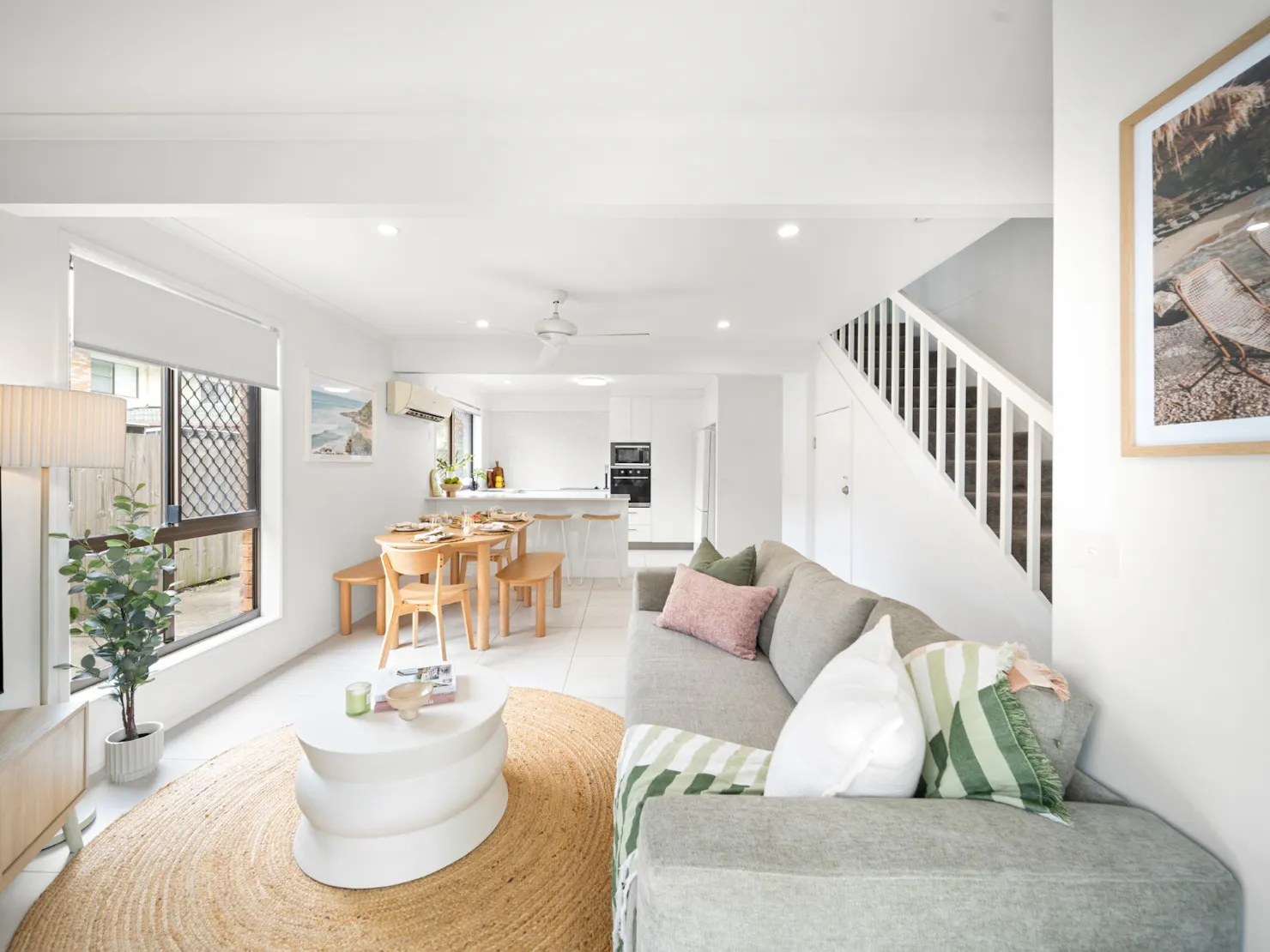 Open plan living, dining and kitchen area