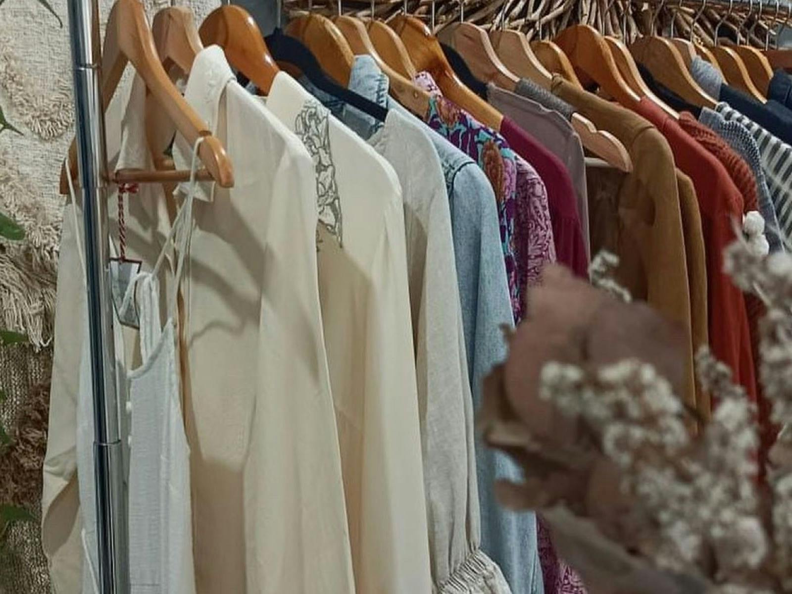 Clothes hanging on a rack