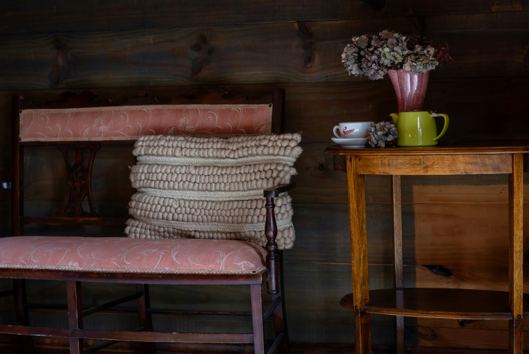 Vintage settee bedside table
