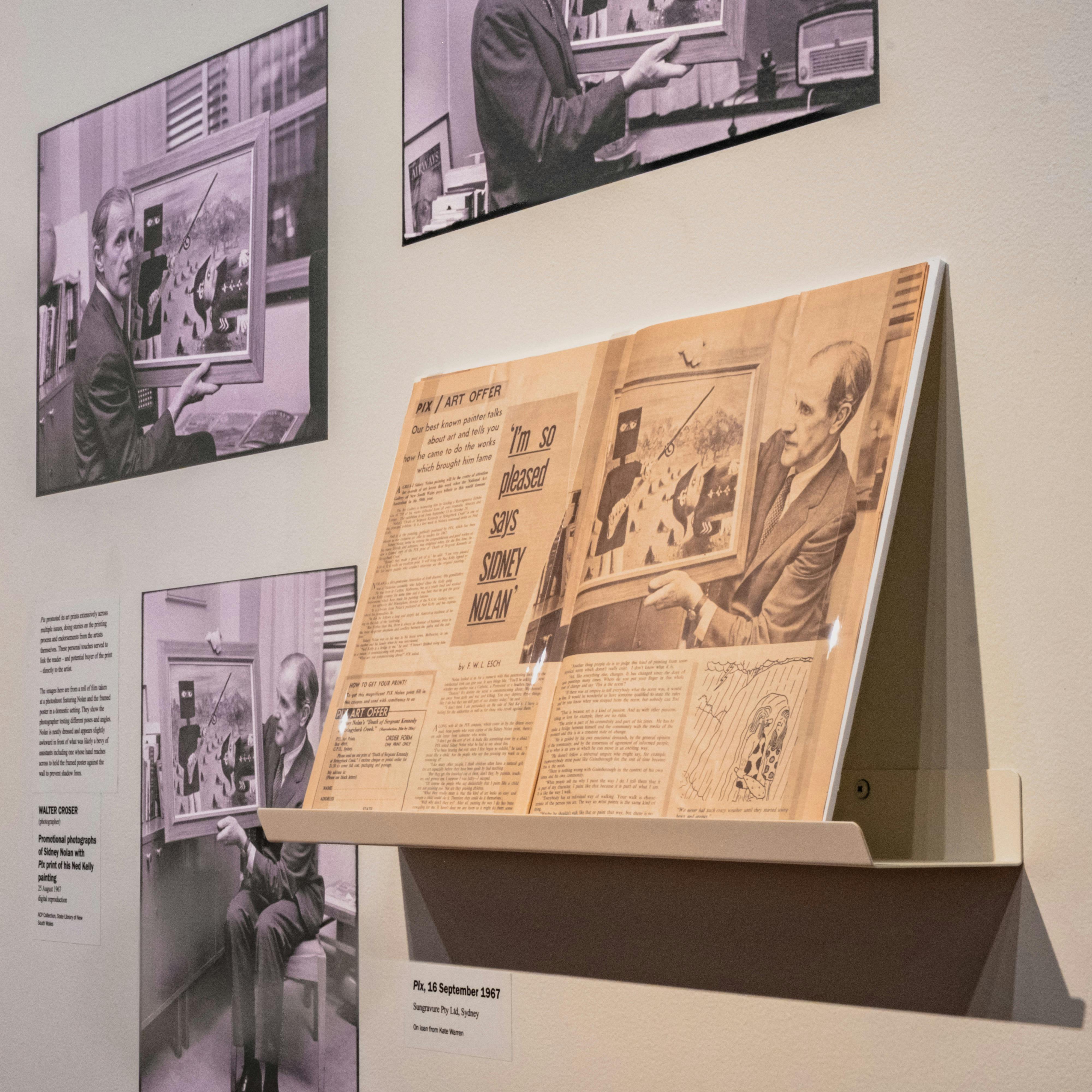A close-up of a magazine in Public Impressions on Sidney Nolan