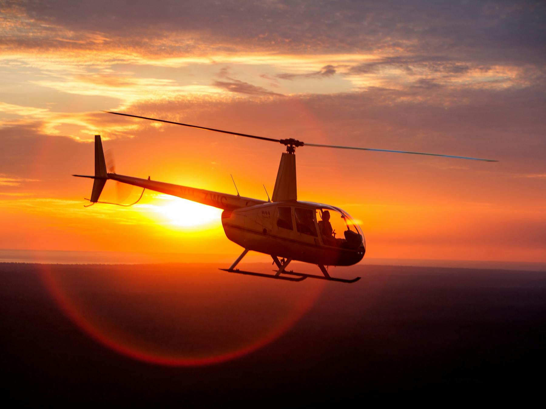 Returning to base with the spectacular sunset in the distance