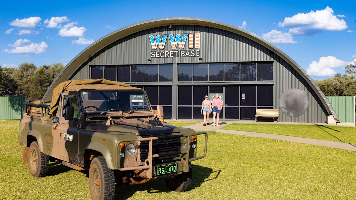 Guests walking out of the WWII Secret Base