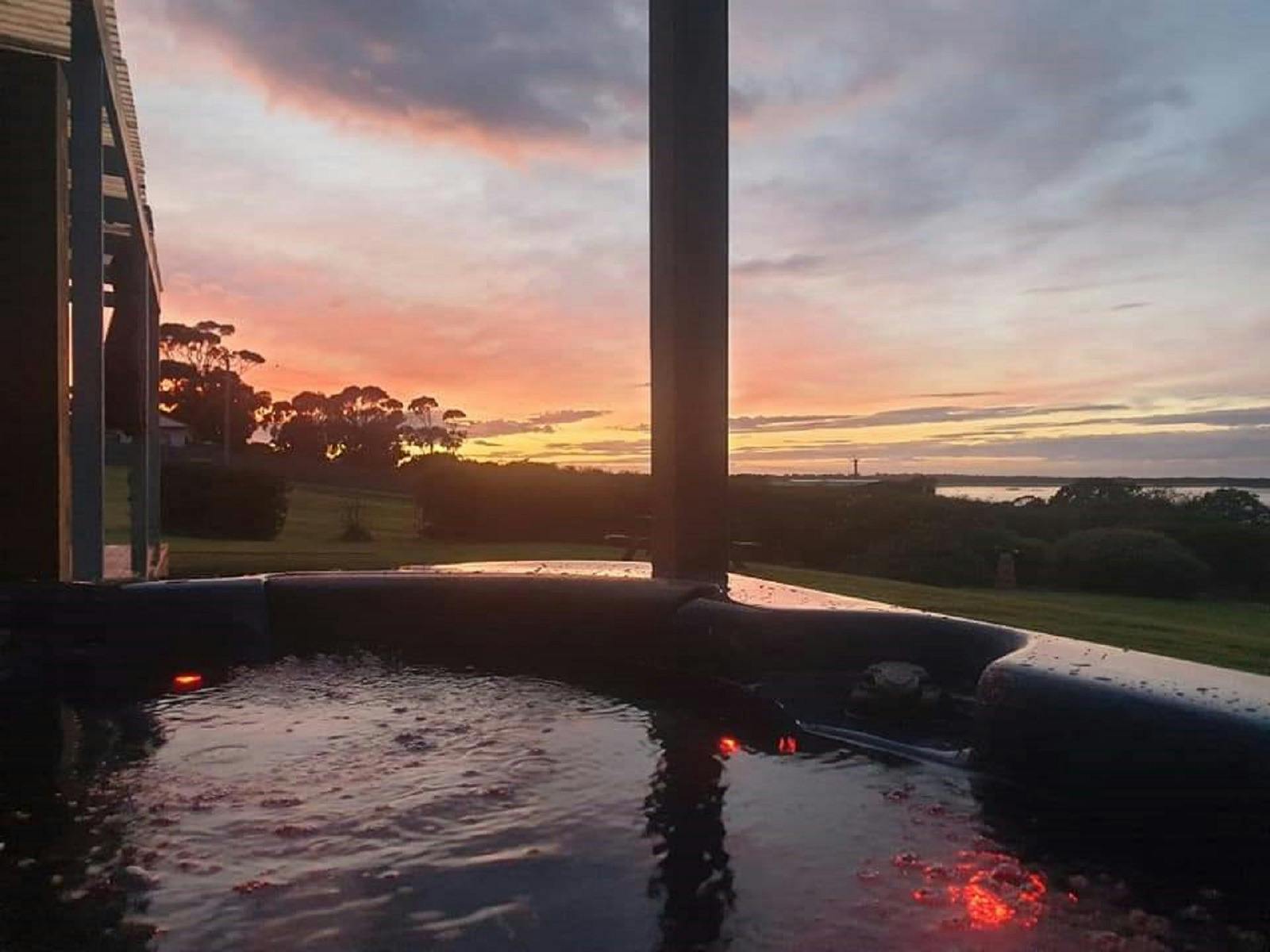 Outdoor spa looking out to sunset