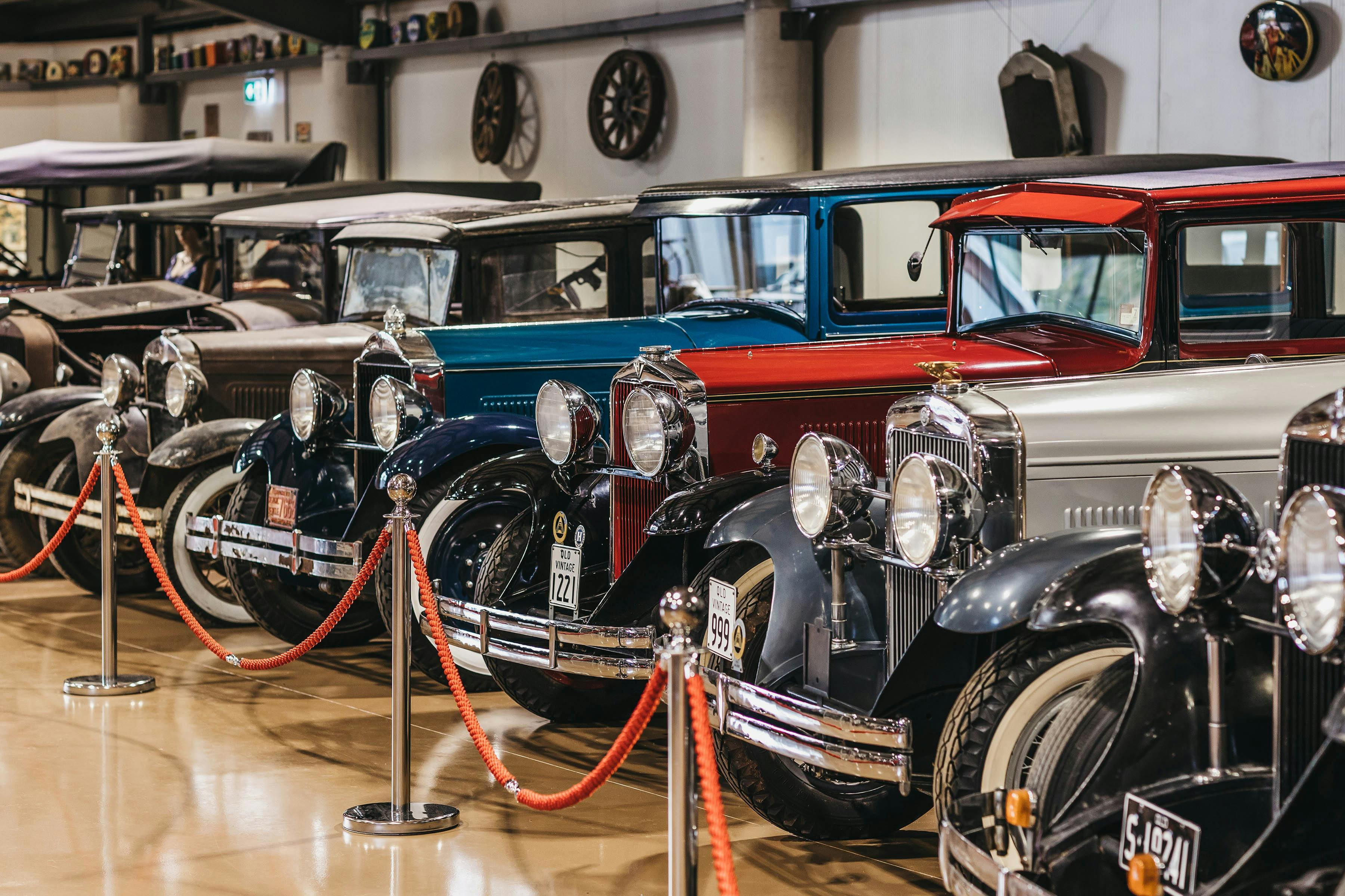 Vintage cars on display