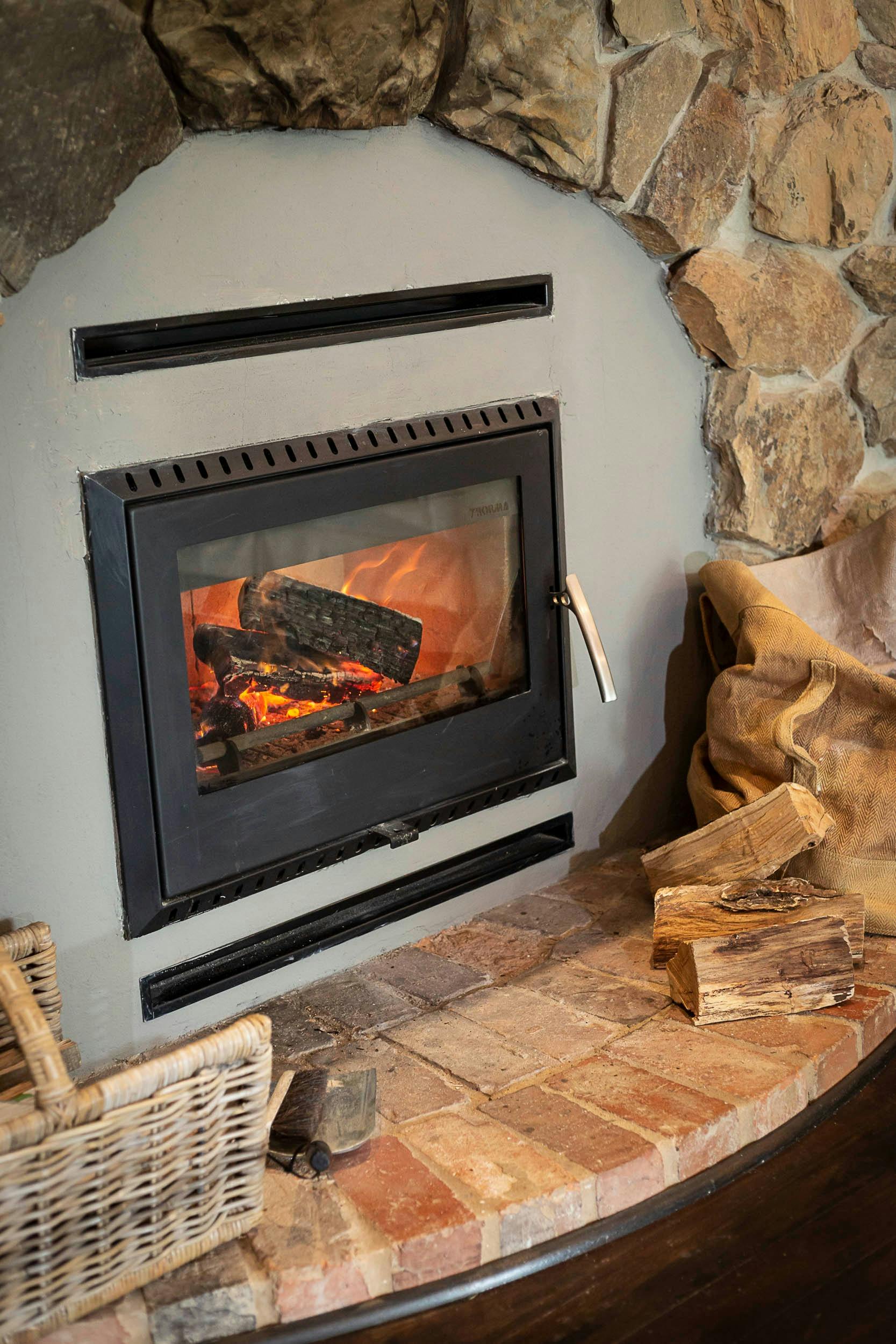 Wood fire in the sitting room