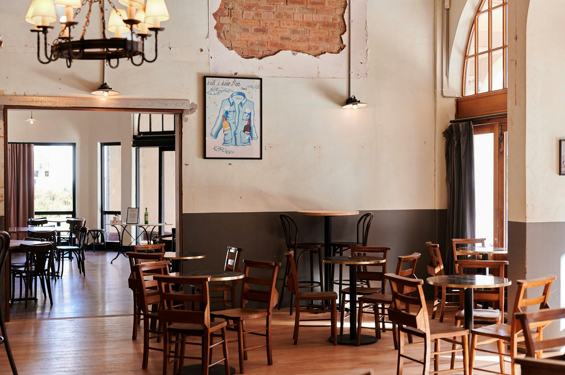 Seating in room in front of wall