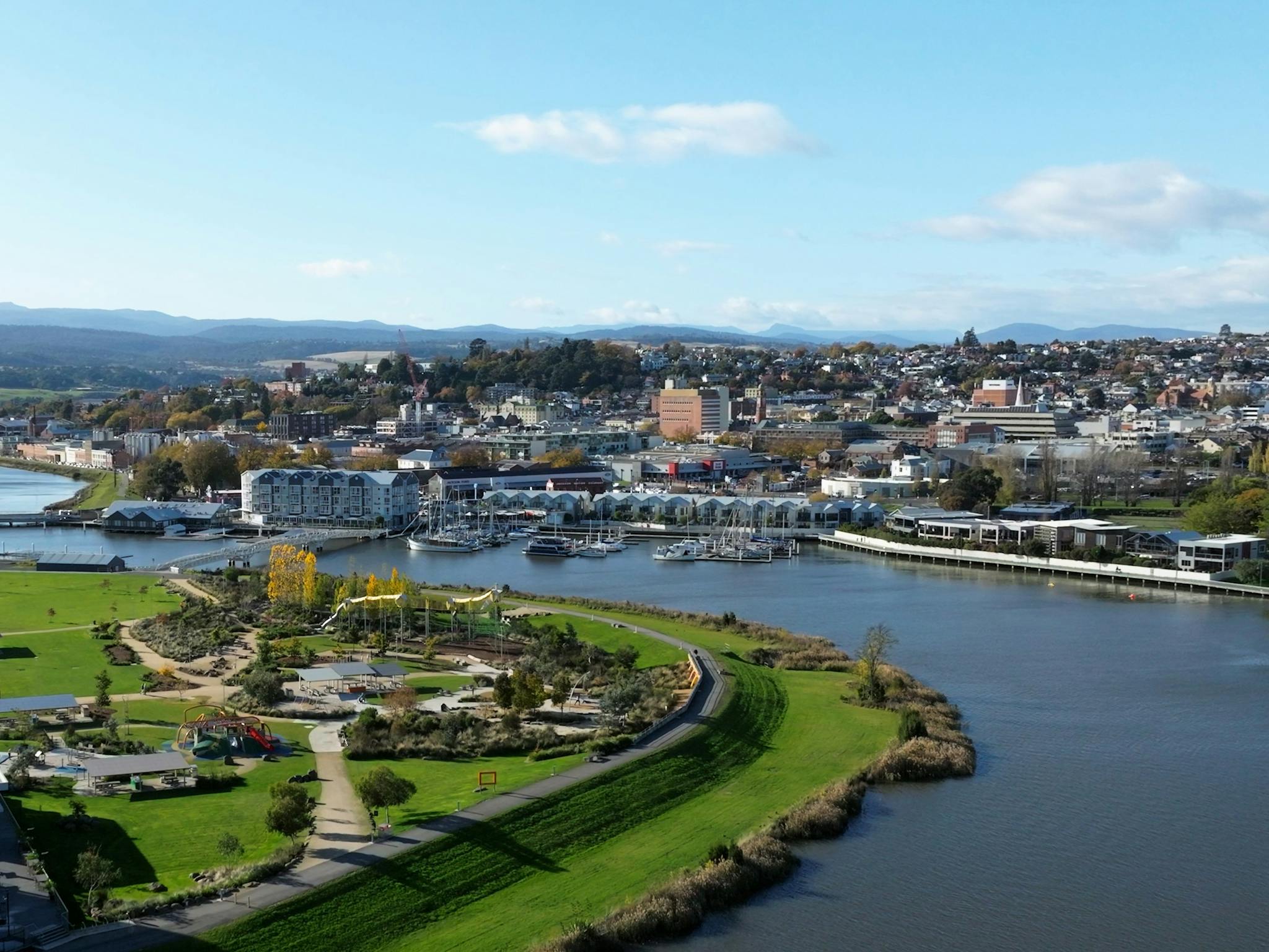 Aerial photo of river - Launceston
