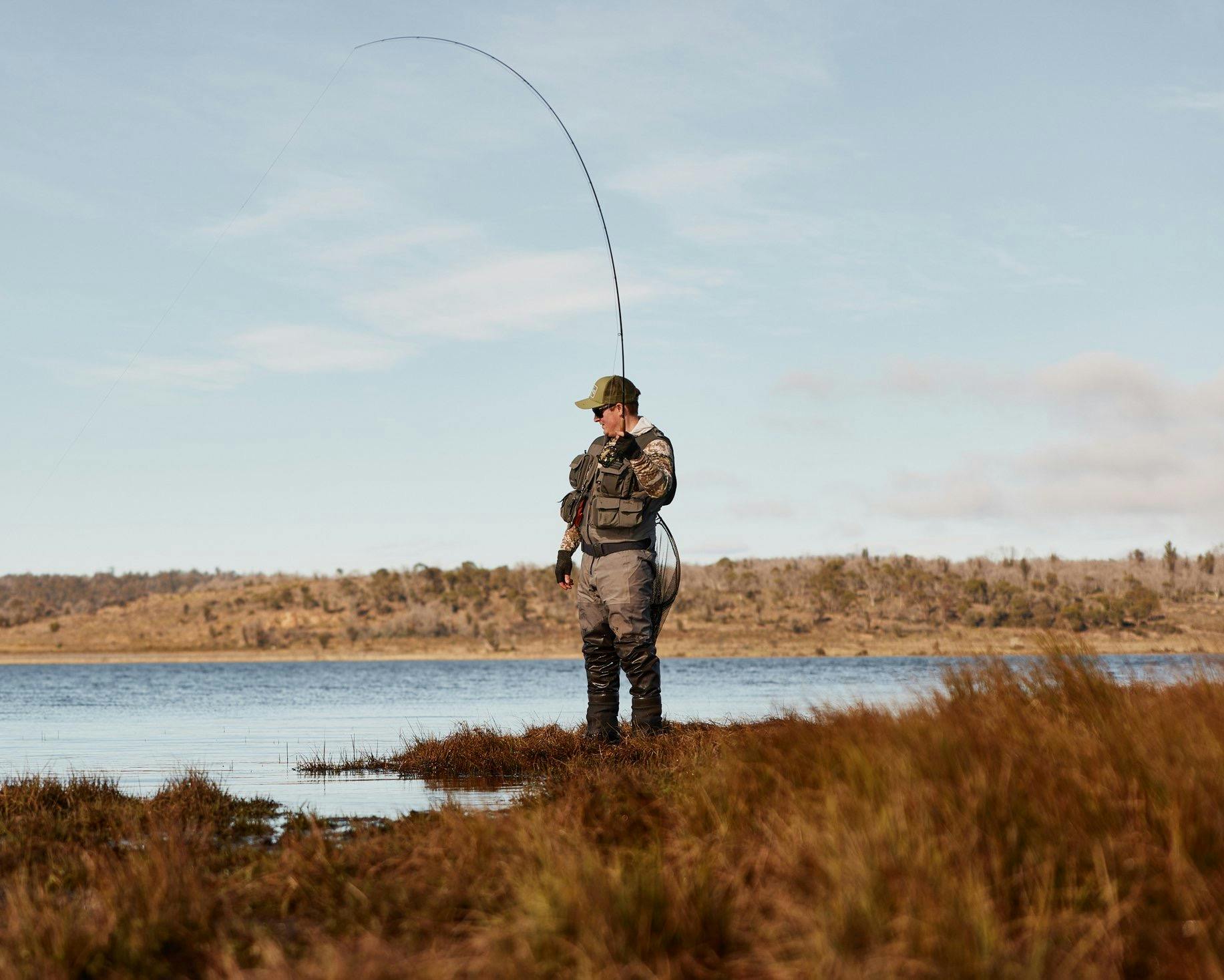 Guided fly fishing tours on Little Pine Lagoon, Tasmania
