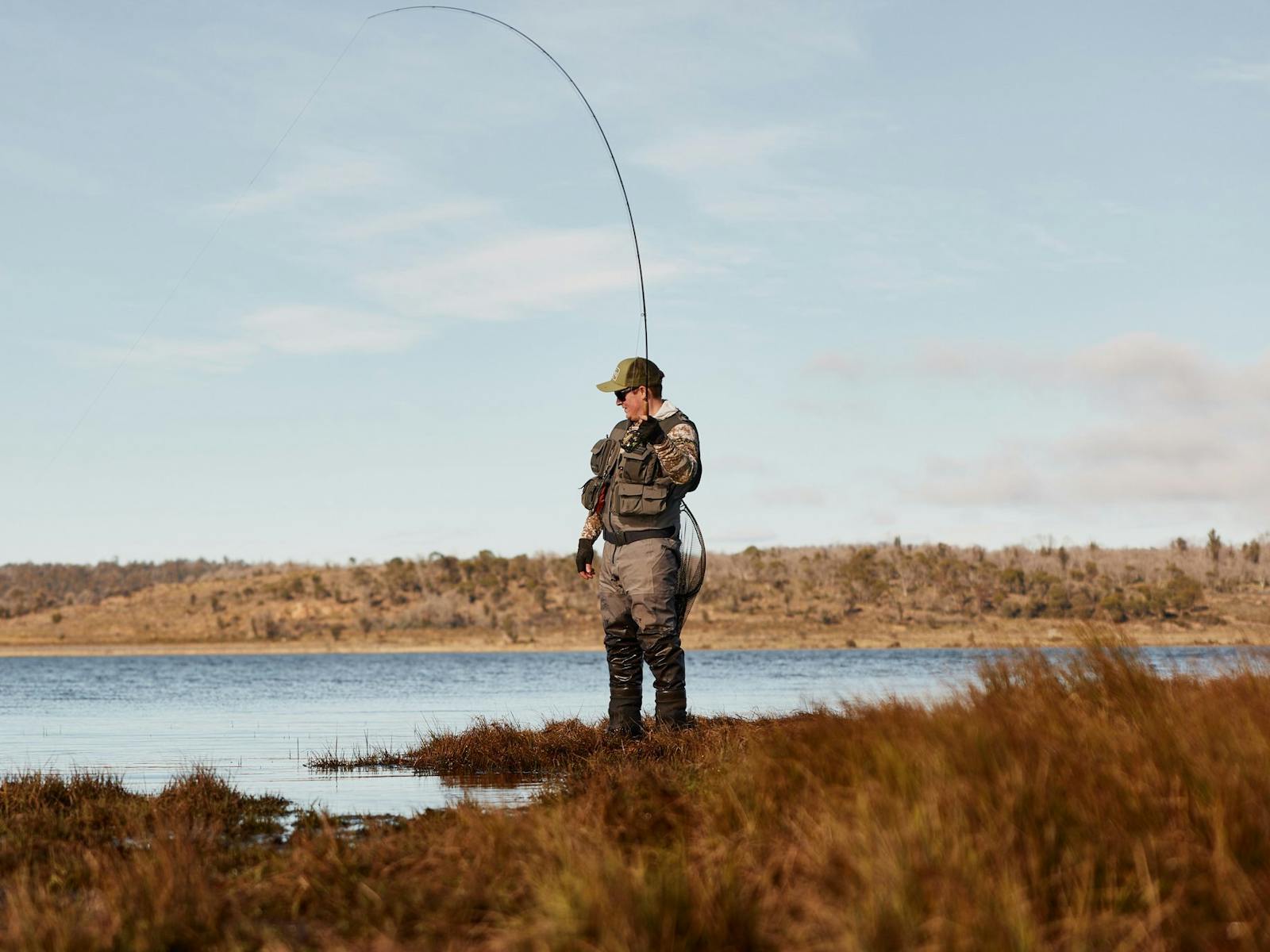 Guided fly fishing tours on Little Pine Lagoon, Tasmania