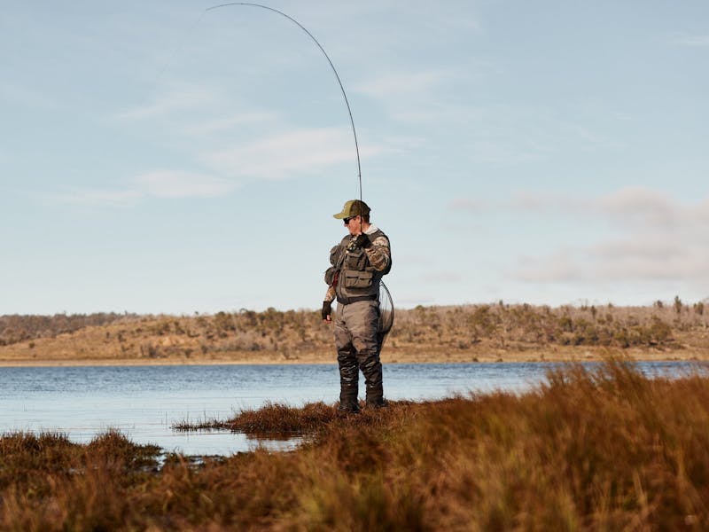 Guided fly fishing tours on Little Pine Lagoon, Tasmania