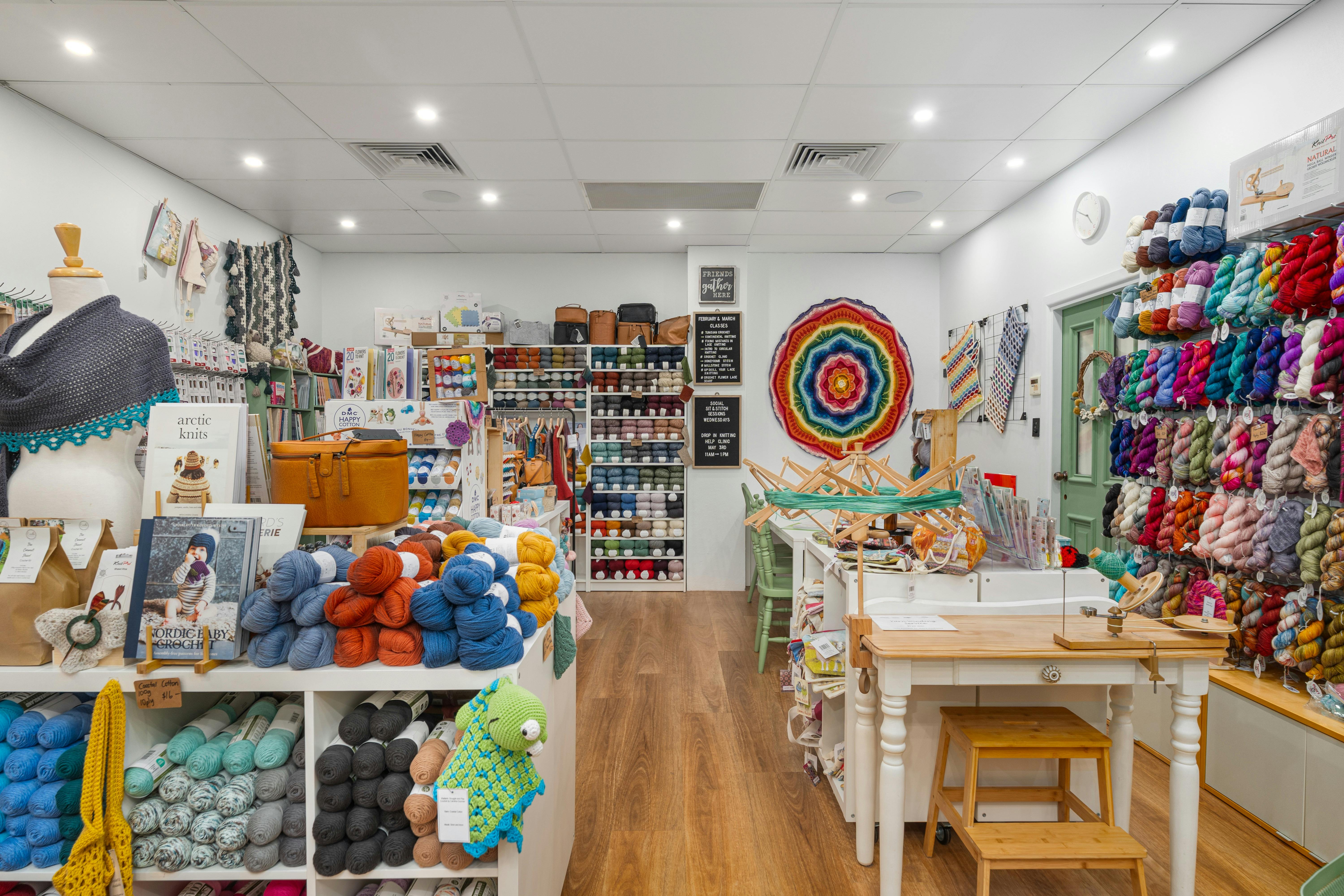 Castle Handmade store interior with yarn, craft kits and unique gifts in Bowral, NSW.