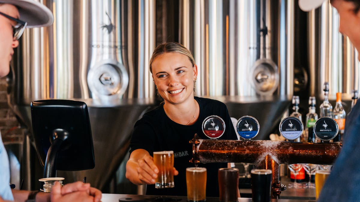 Serving beer Serving beer