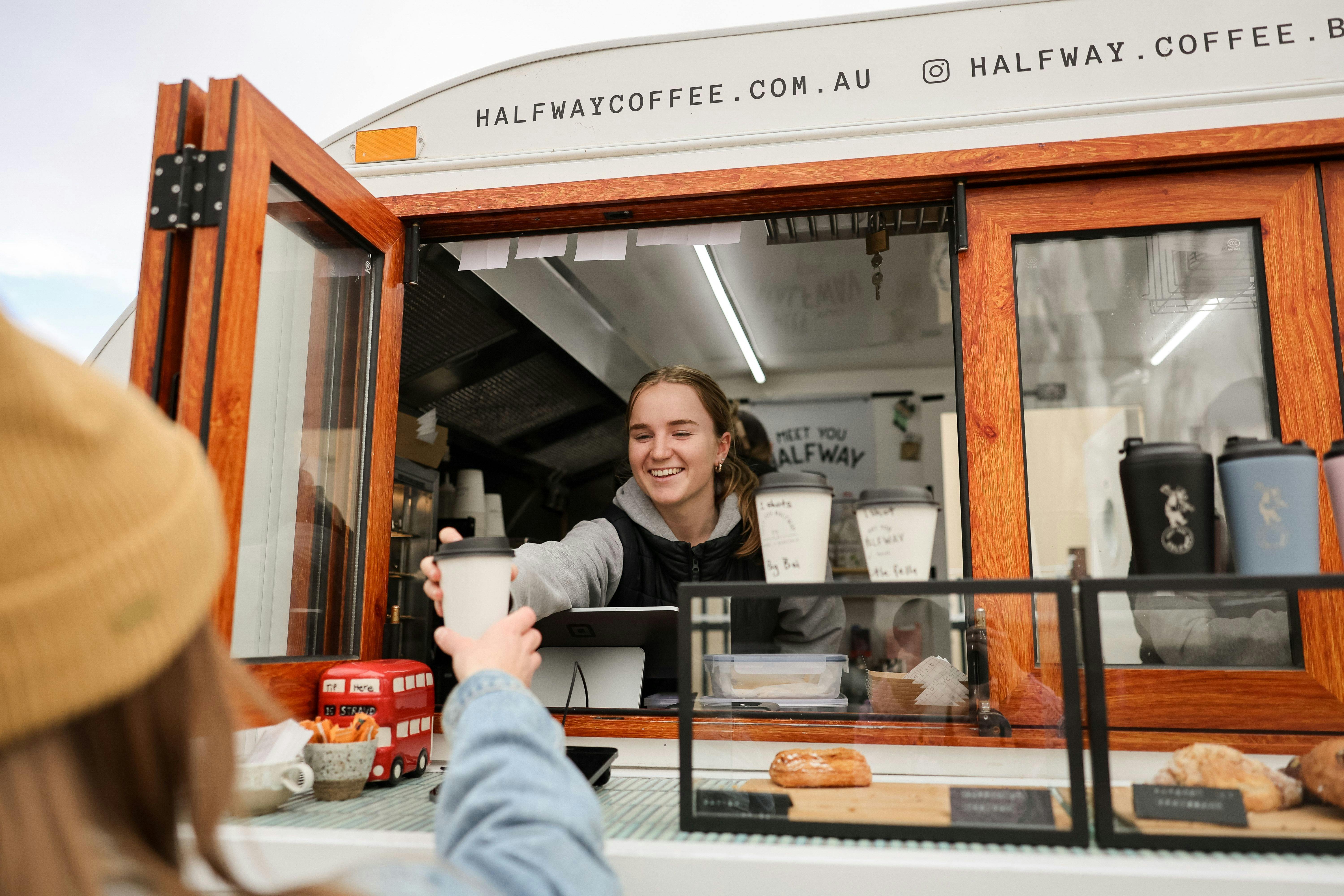 Passing out a coffee