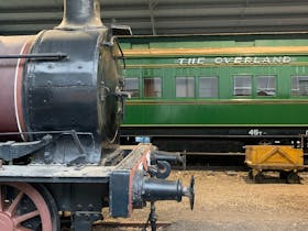 Victoria's oldest surviving steam locomotive, F176, and 'Overland' sleeping carriage 'Torrens'