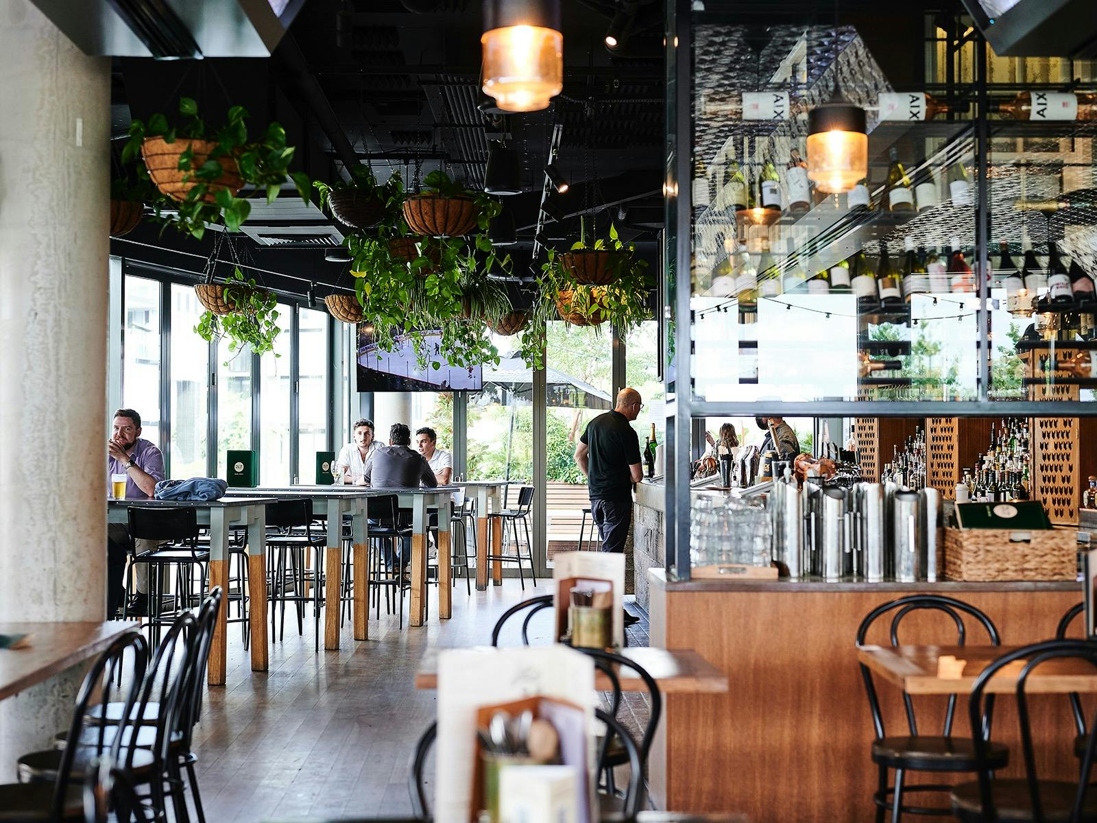 Interior of restaurant pub during the day