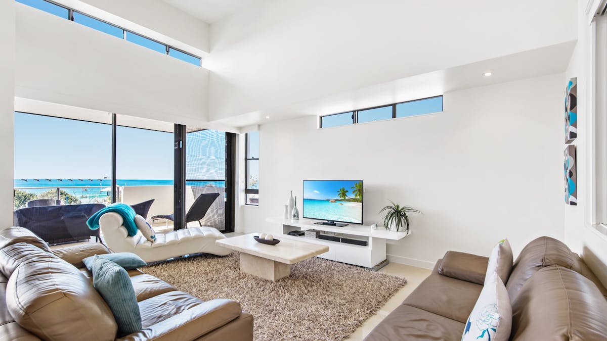 Lounge room with sweeping views of Maroochydore Beach