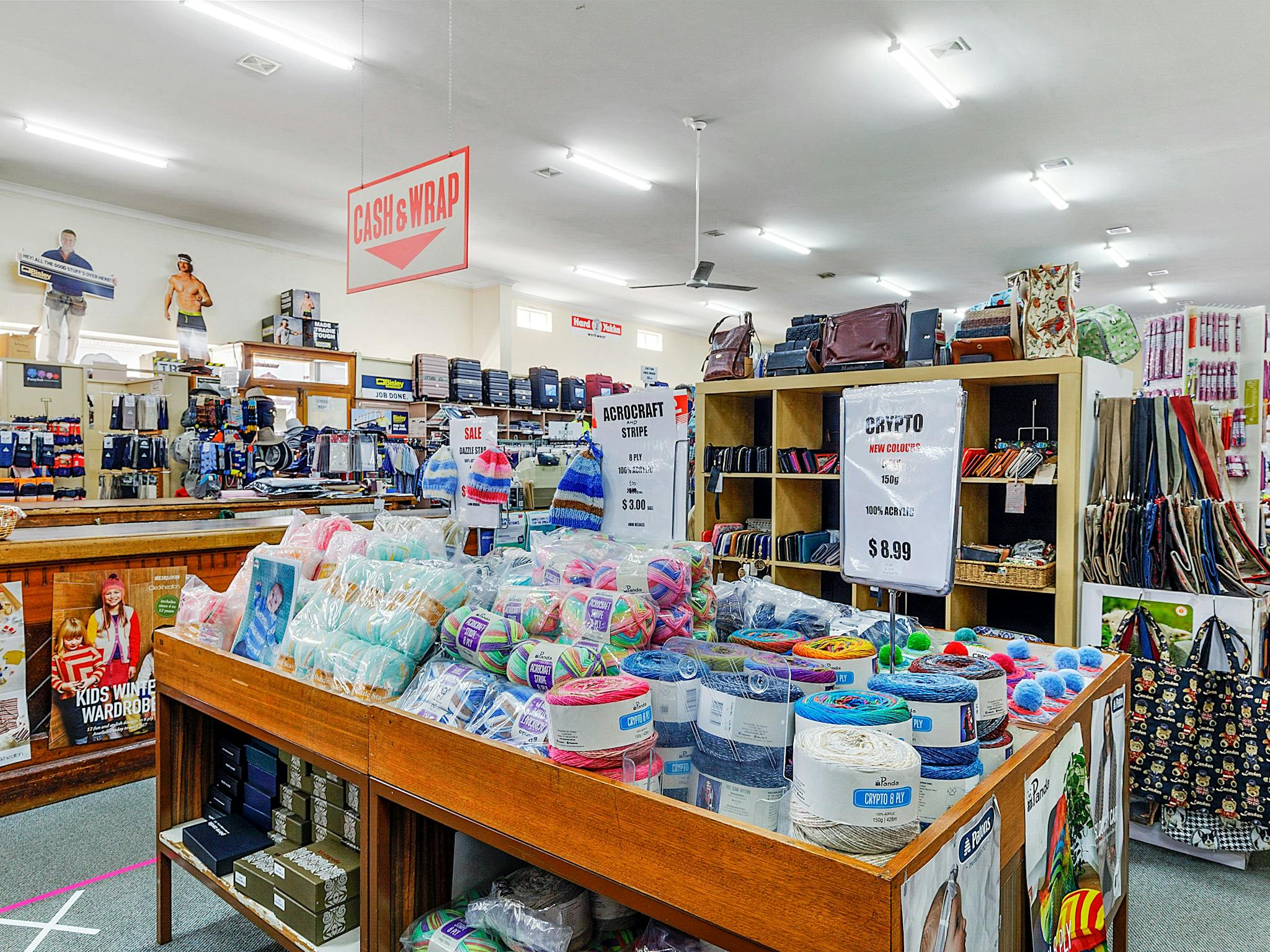 Coloured wools, handbags and much more can be found at Millers Department Store, Benalla