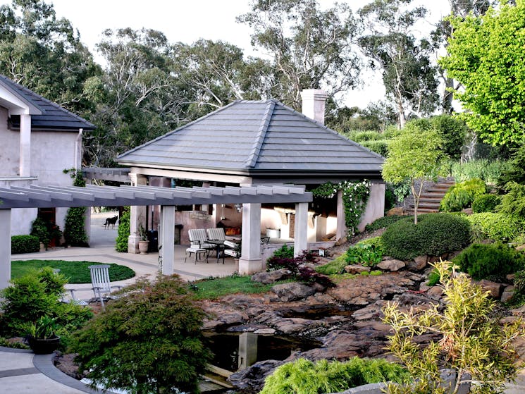 Relax in our unique cellar door nestled in the stunning gardens