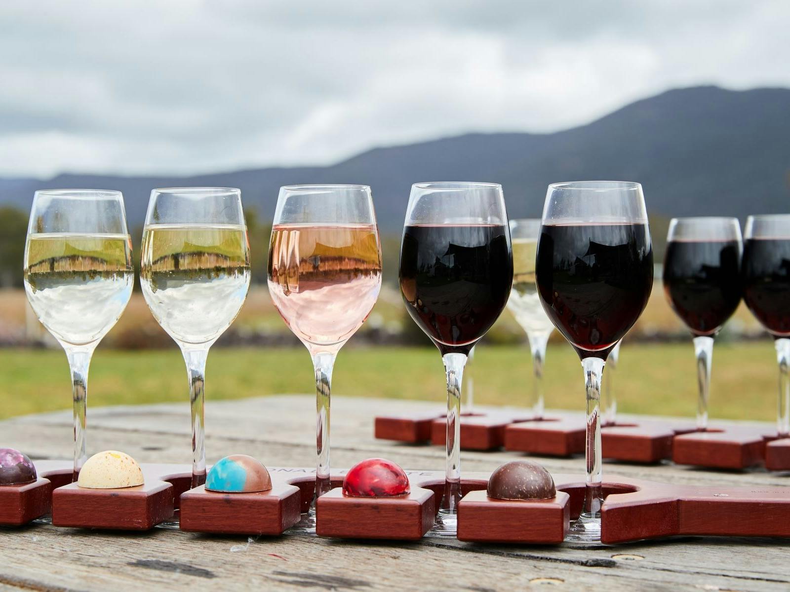Hand crafted Kerries Kreations Chocolates paired with our wines as a wine flight
