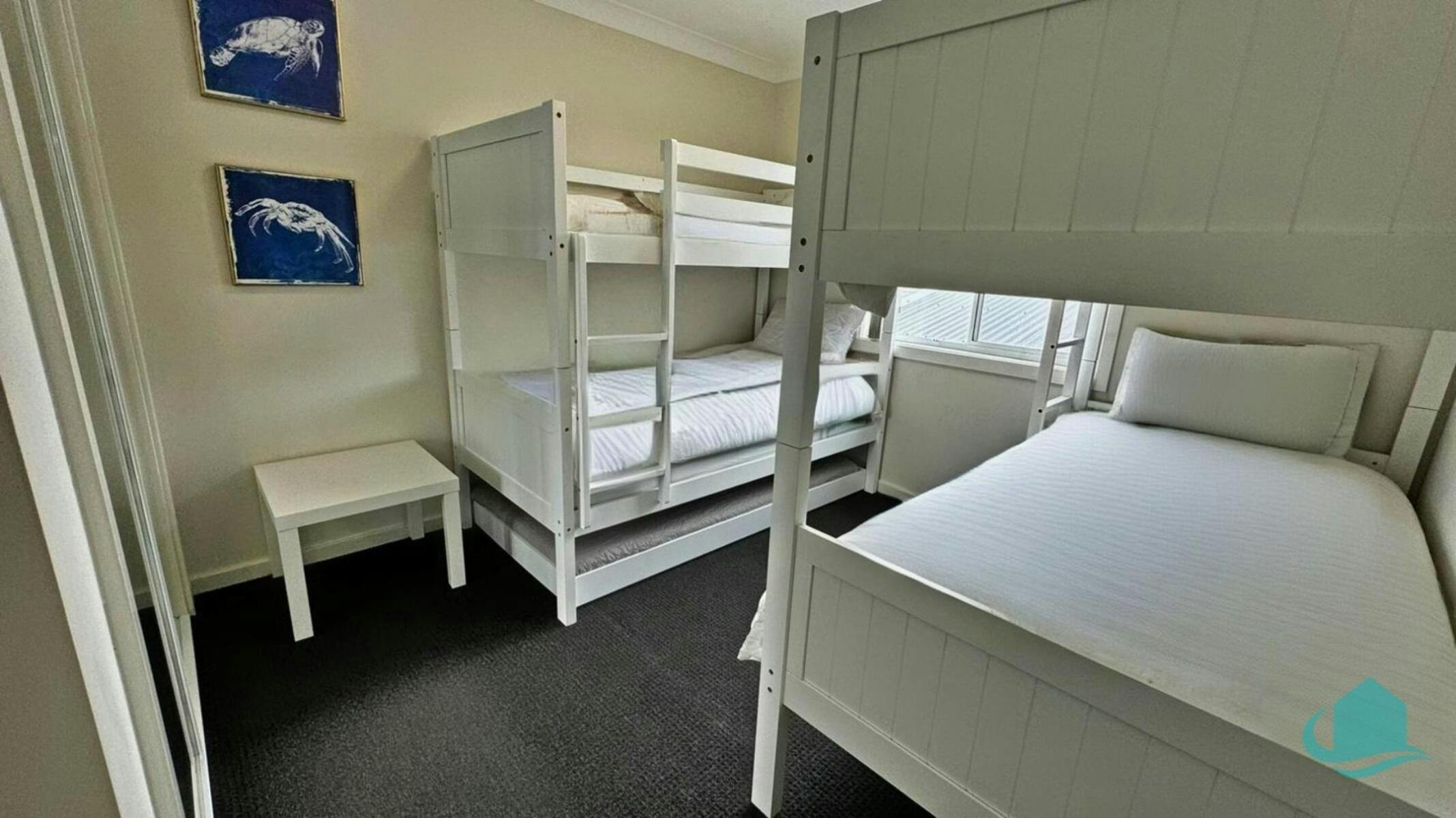 Two bunk beds (beds not made but linen is provided)