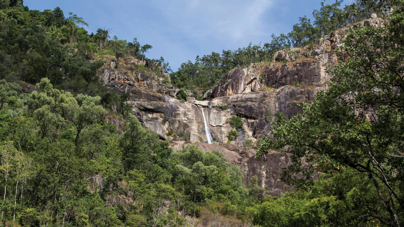 Jourama Falls, cliff face and surrounding forest.