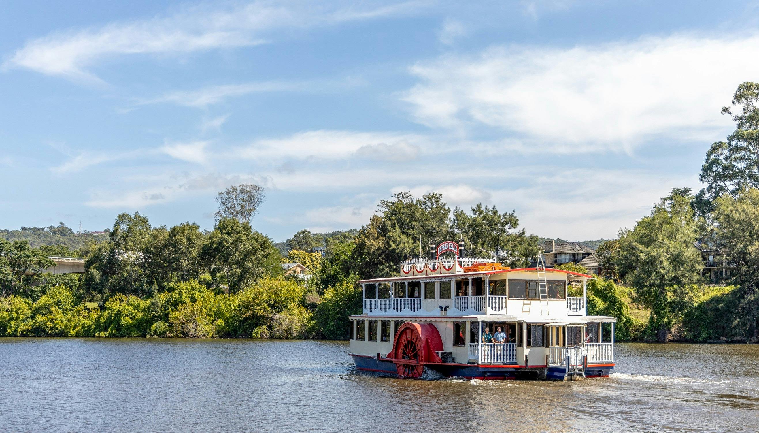 The Nepean Belle Paddlewheeler sailing along the Nepean River, Jamisontown