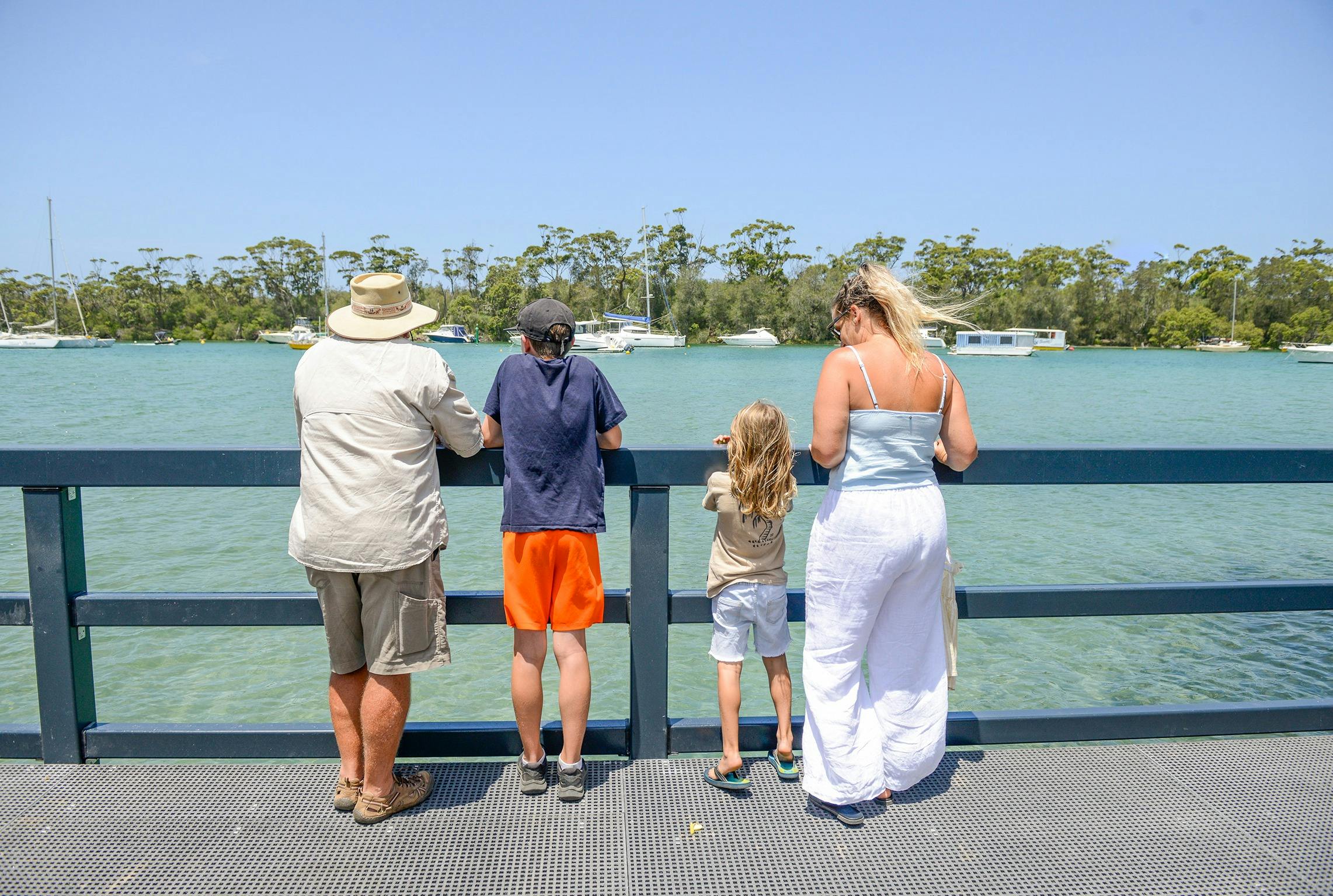 Family looking at the view from the end of the boardwalk