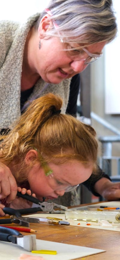 Visitors during tile making class