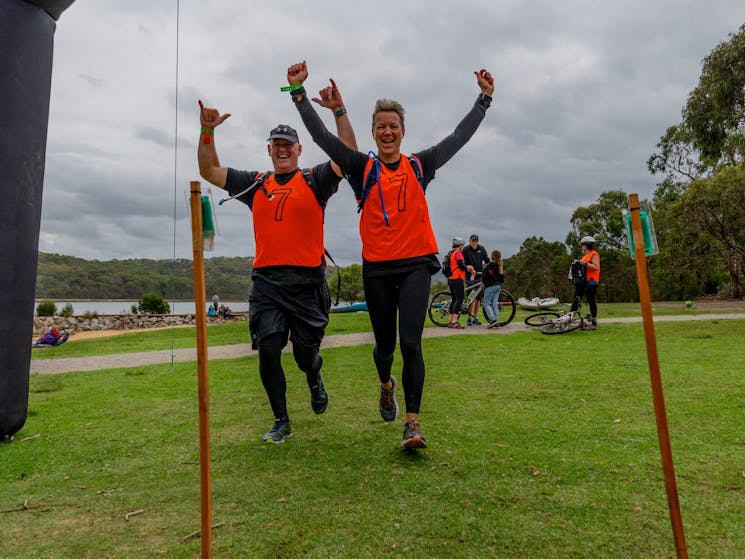 runners excited to finish Sprint Series Adventure Race