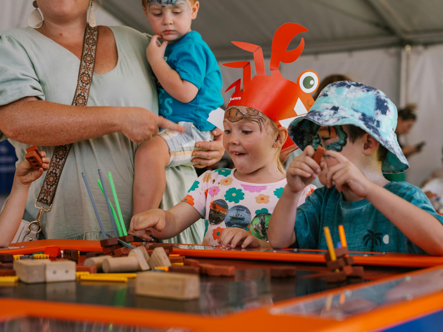 Kids enjoying free activities at crab fest
