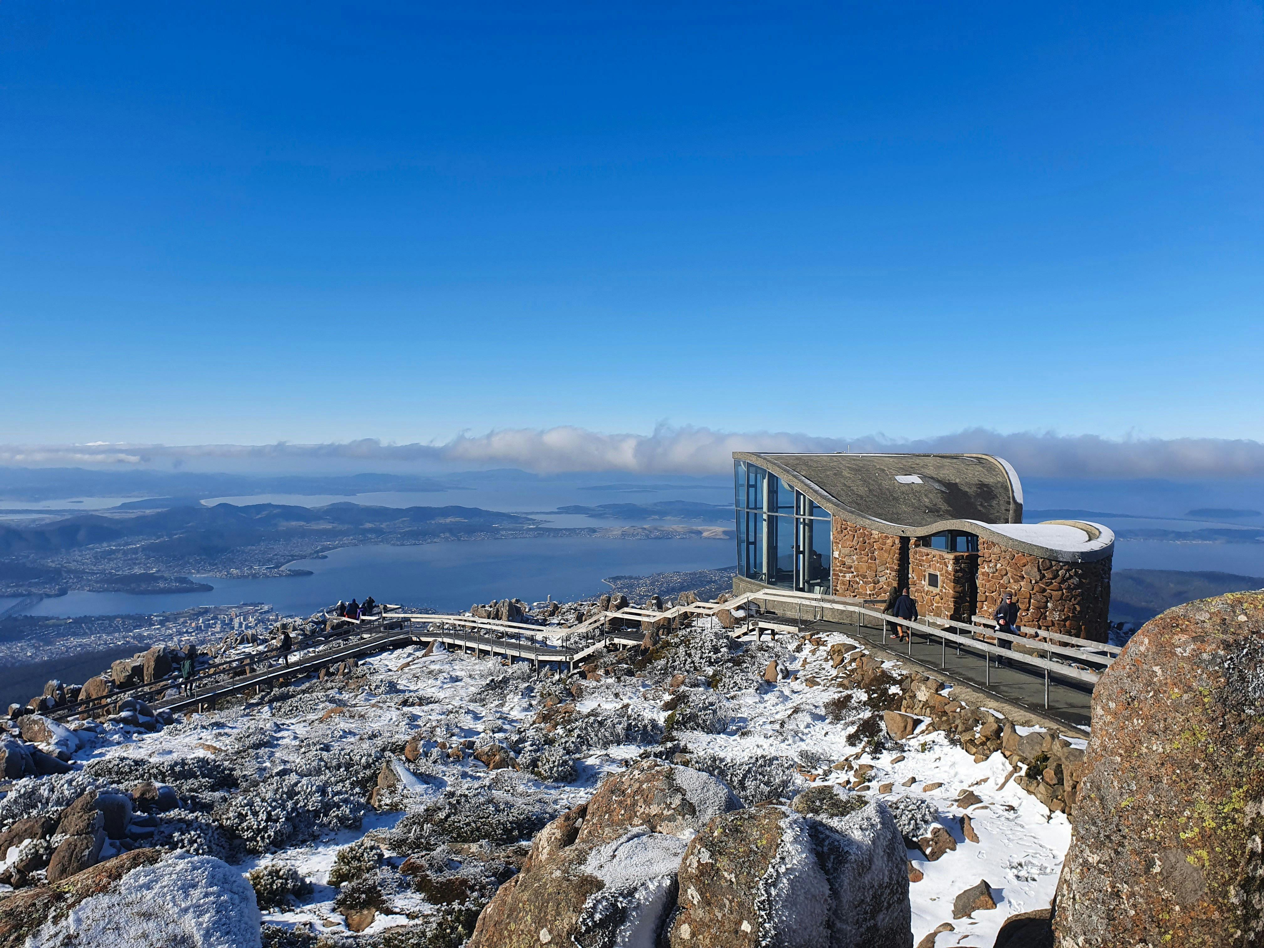 Mt Wellington in snow with Fun Tassie Tours