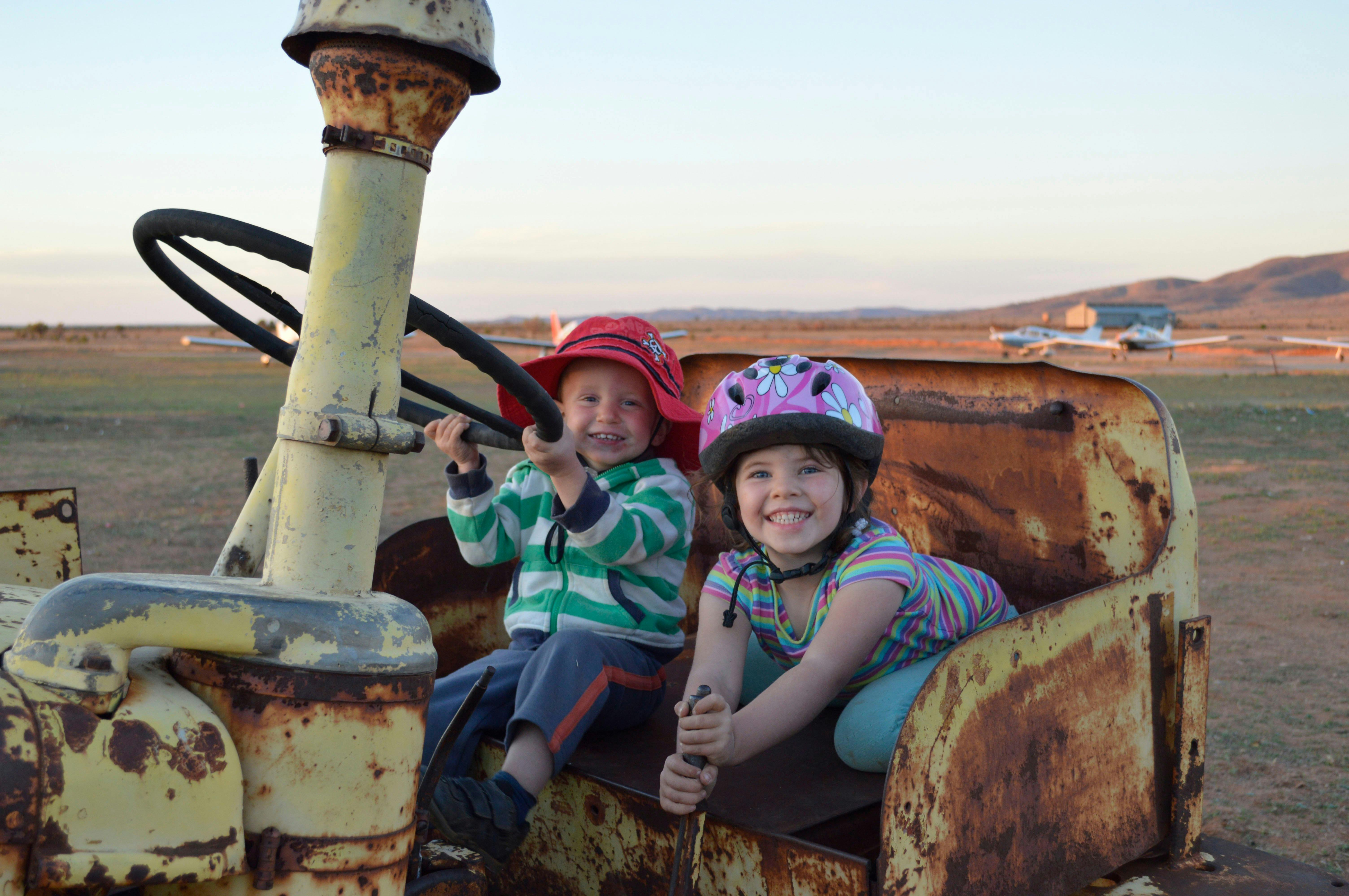 The kids on the old Fiat Tractor