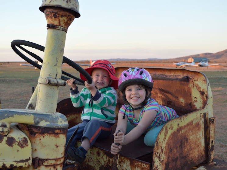 The kids on the old Fiat Tractor