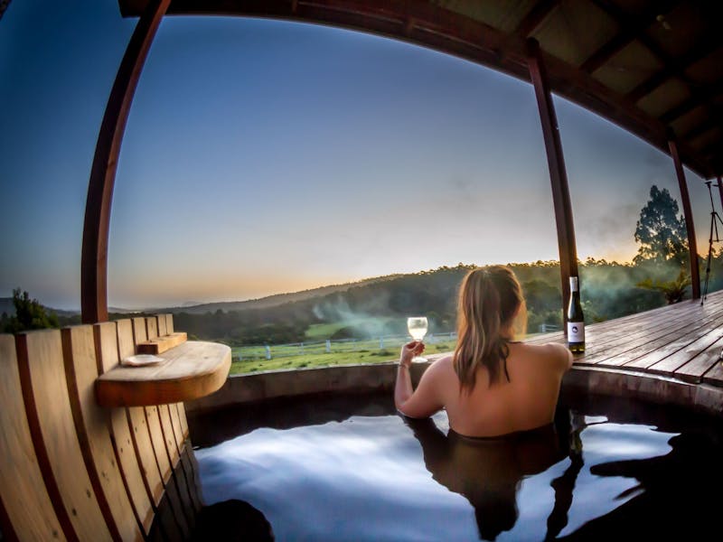 Relax in the wood fired Hot Tub