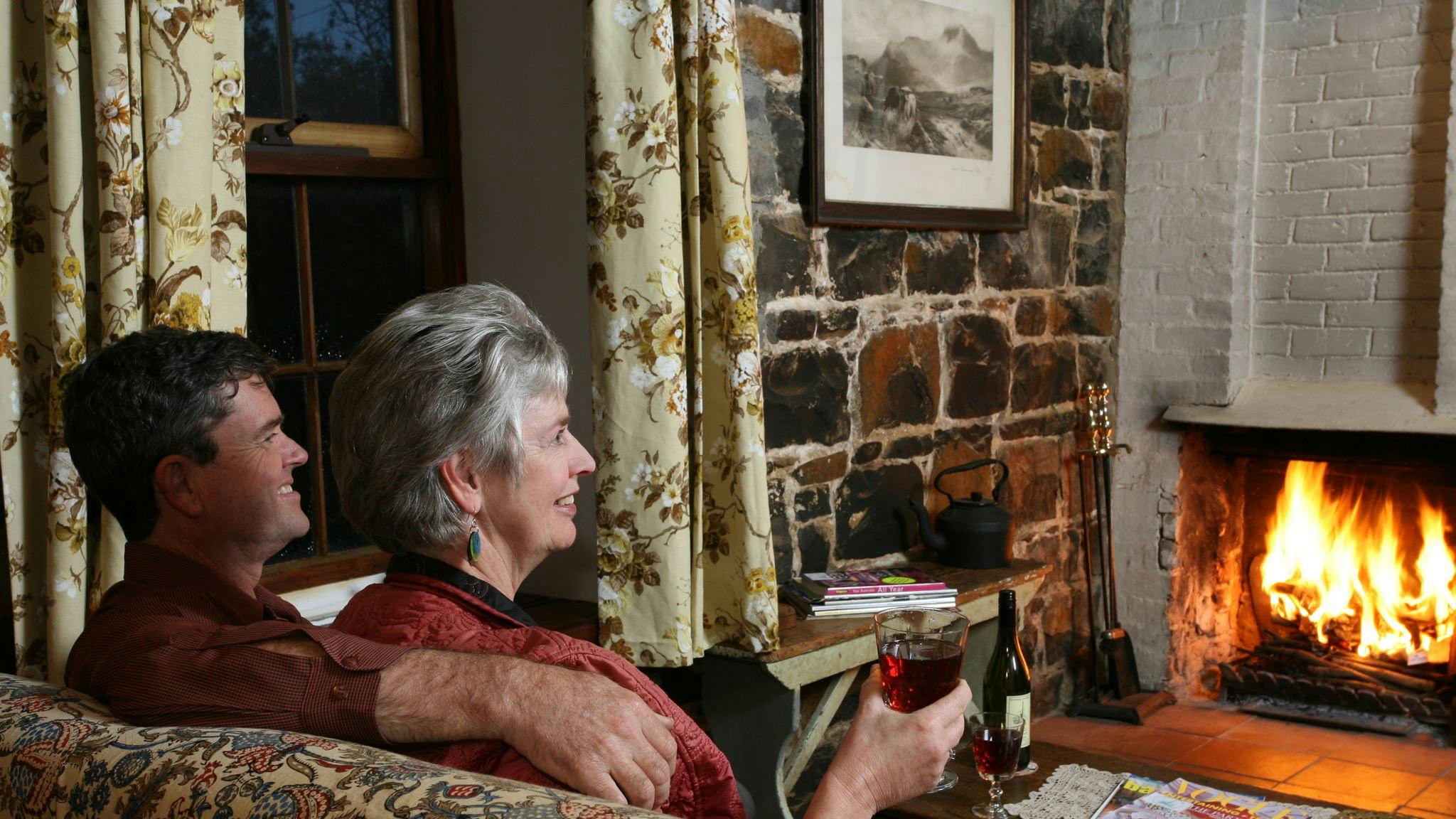 Relax in front of an open fire