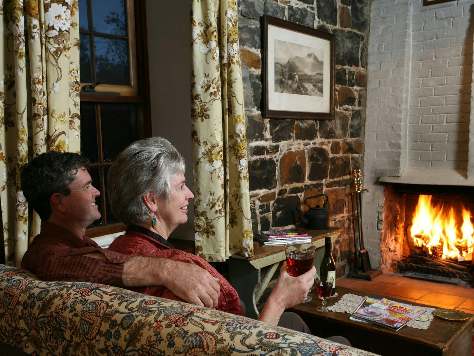 Relax in front of an open fire