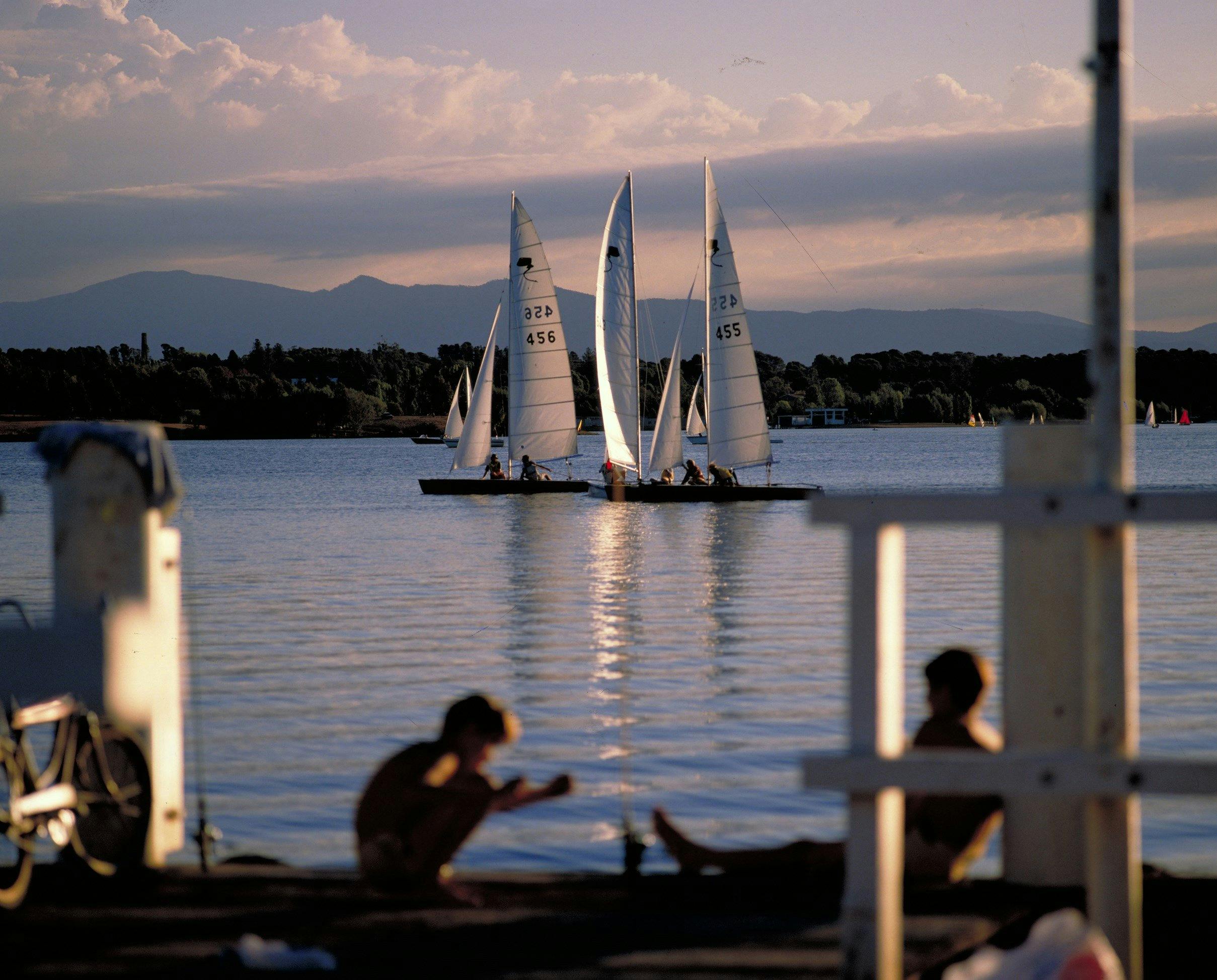 Sailing boats at sunset