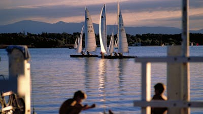 Sailing boats at sunset