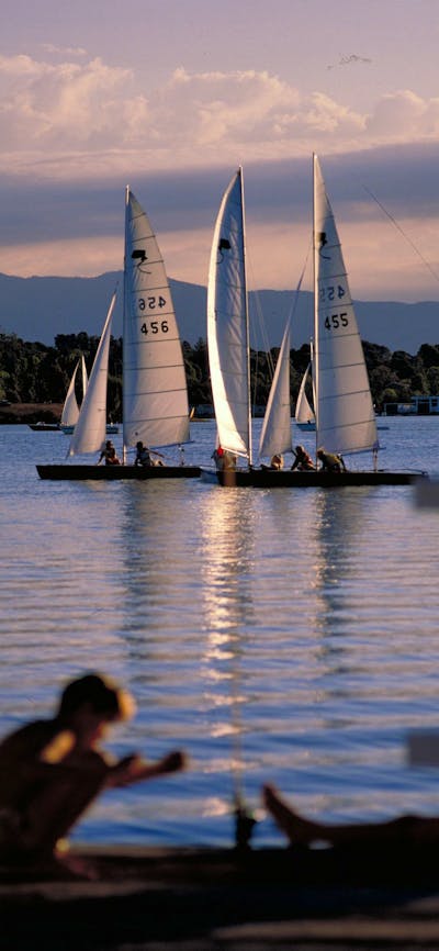 Sailing boats at sunset