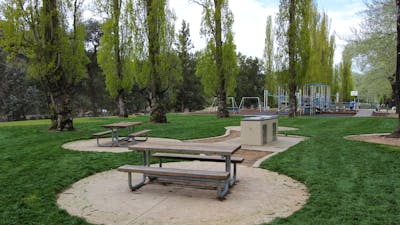 Picnic tables and barbeques